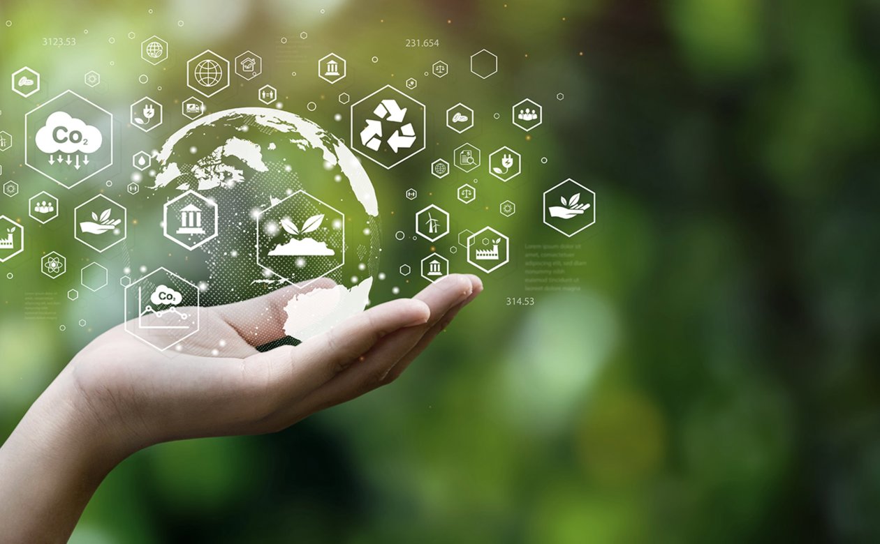 Hånd med grafik af CSR