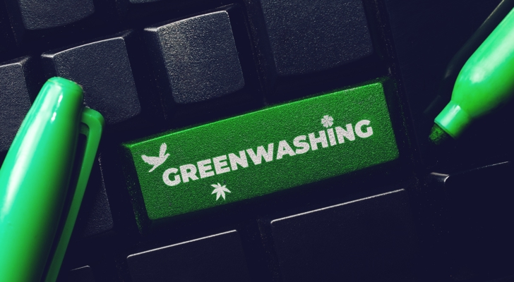 Grøn tastaturknap med med teksten Greenwashing på