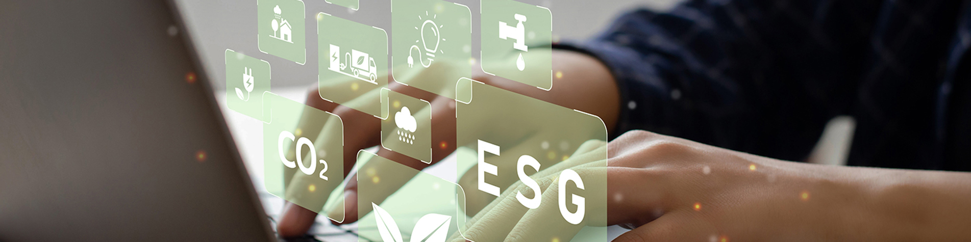 Person ved bærbar med grafik af ESG